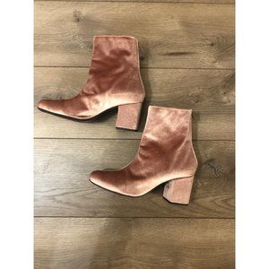 Free People Velvet Ankle Booties in Dusty Rose
